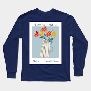 Trendy botanical print with bunch of tulips Long Sleeve T-Shirt